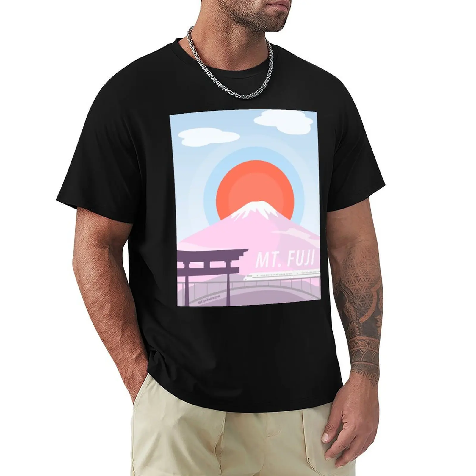 Mt. Fuji T-Shirt Classic Crew Neck Cotton T-Shirt