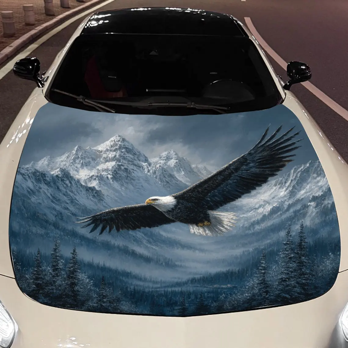 Car Decals An Eagle Design Presenting Majestic Flight And Alpine Grandeur In A Dynamic, Nature - Themed Composition Car Hood Sti