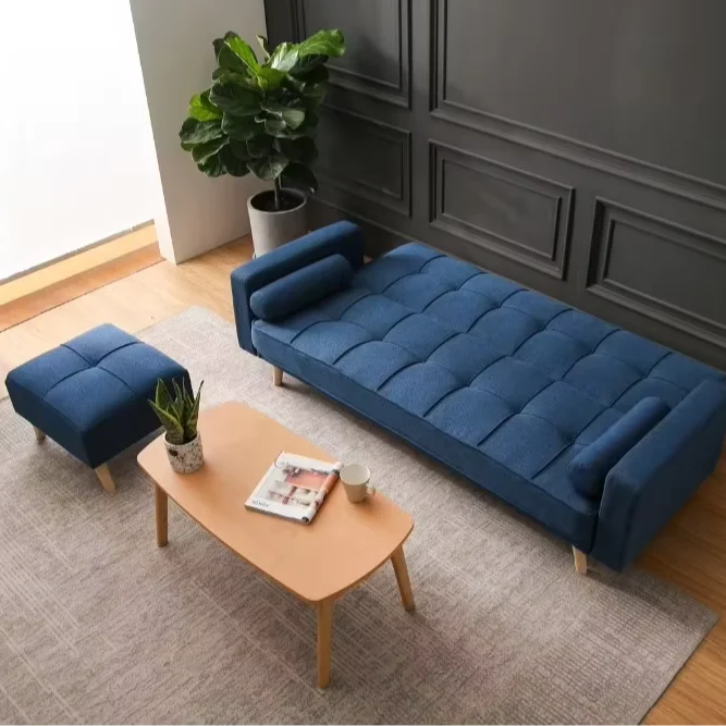 Versatile Adjustable Fabric Lounge Sectional Sofa Cam Bed Set With Transformable Bed And Sofa Function For Living Room