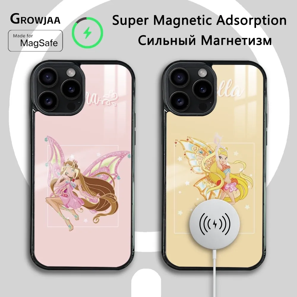 

Girl W-Winx Clubs Phone Case For iPhone 16 15 14 13 12 11 Pro Max Plus Mini New Magsafe Mirror Wireless Magnetic Cover