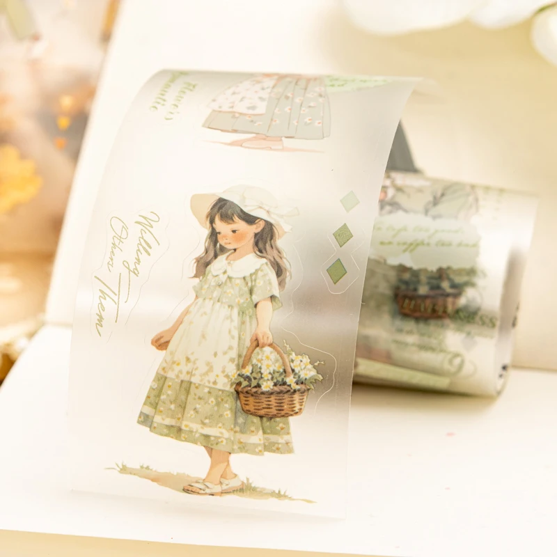 55mm*2m Vintage PET Garden Girl Tape Decorative Stick Labels
