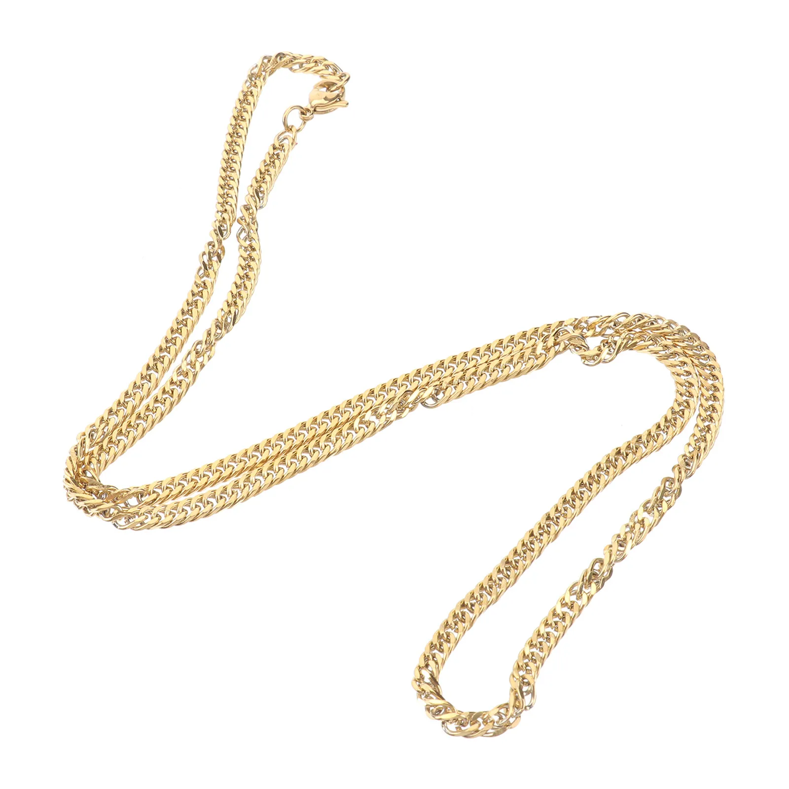 

1Pcs Golden Titanium Steel Double Buckle Chain Necklace for Men Women Hip Hop Punk Festival Halloween Cosplay Stylish Choker