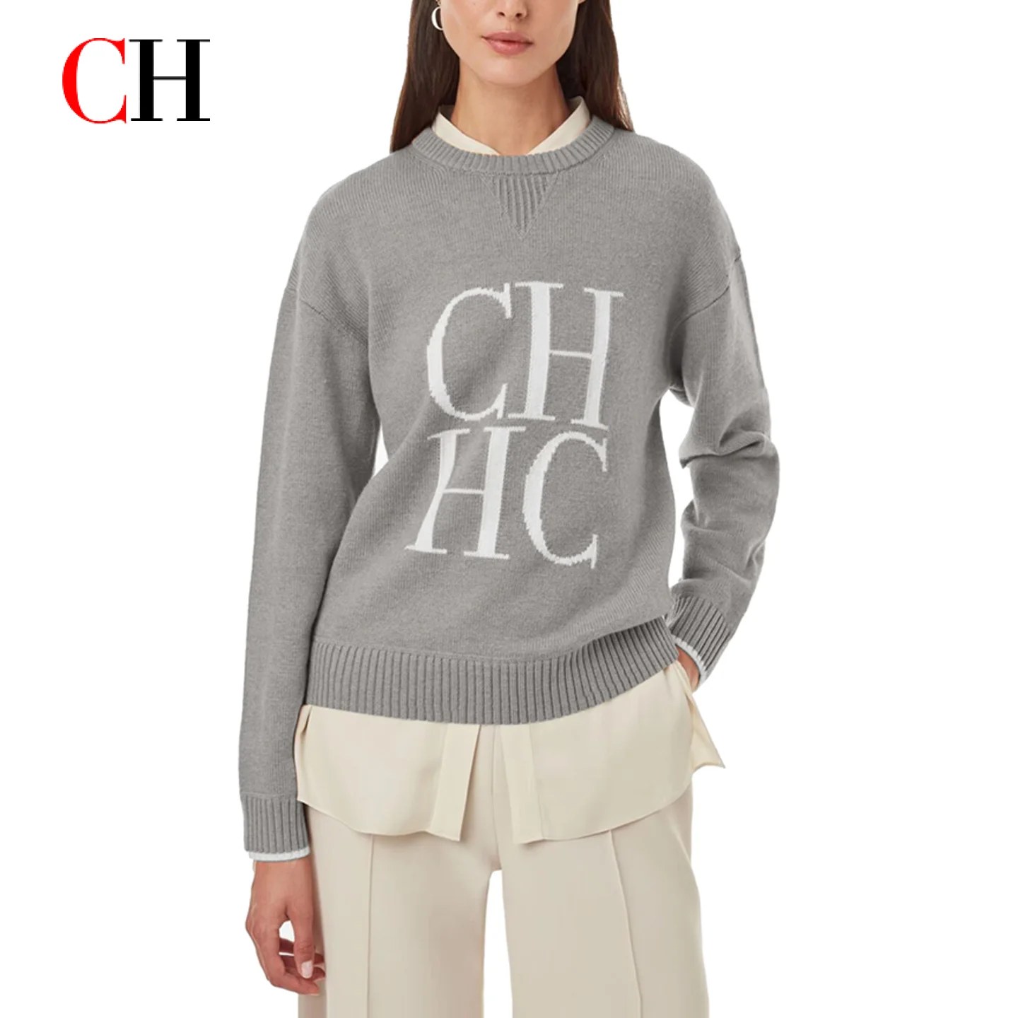 CH Autumn Women Hoodie Casual Long Sleeve Knitwear Street Sportswear Fiber and Nylon Soft Stretch Pullover Women Sweatshirt