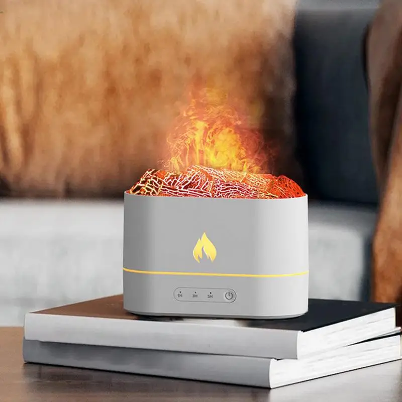 Humidificador de aire con llama, difusores de aceite de aromaterapia, luz nocturna de volcán, Aroma de escritorio, 7 colores de llama, sincronización silenciosa de 3 velocidades para