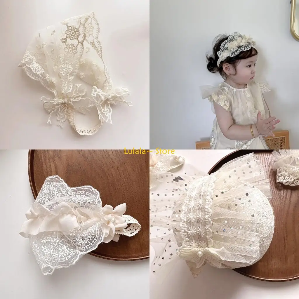 

Y4QA Elegant Lace Embellished Headwear Stretchy Comfortable Newborns Hair Accessory