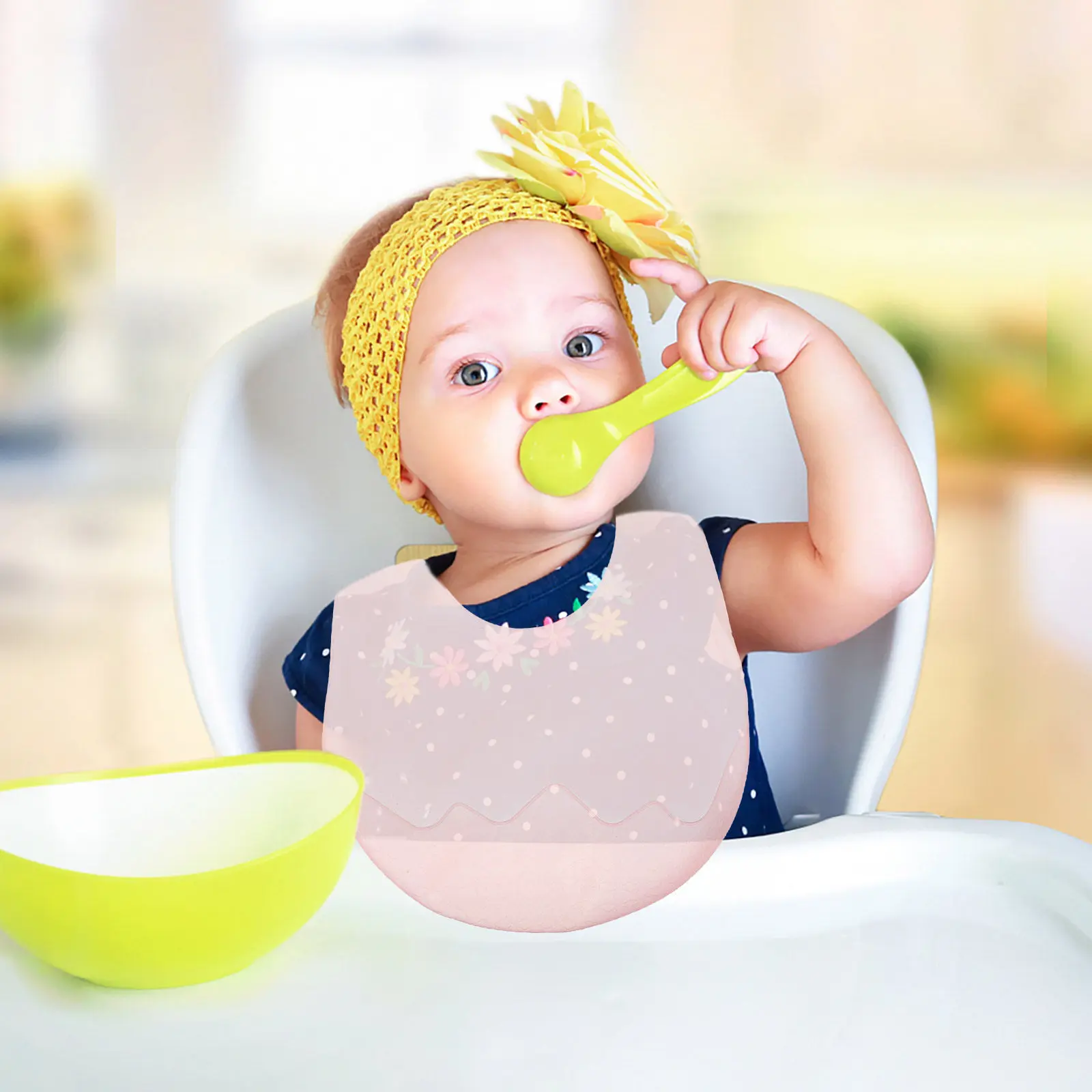 

Baby Silicone Bib for Feeding Toddlers and Newborns Quick Dry Food Catcher Pocket Design Soft Foldable High Temp Resistant
