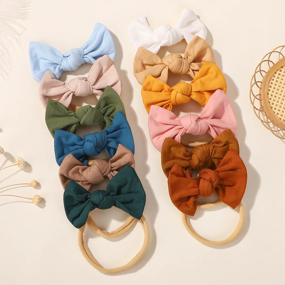 30 قطعة لون عشوائي الانحناء عقال لطفلة لطيف اليدوية محبوك Bowknot الأطفال العلاقات الشعر أغطية الرأس الطفل إكسسوارات الشعر