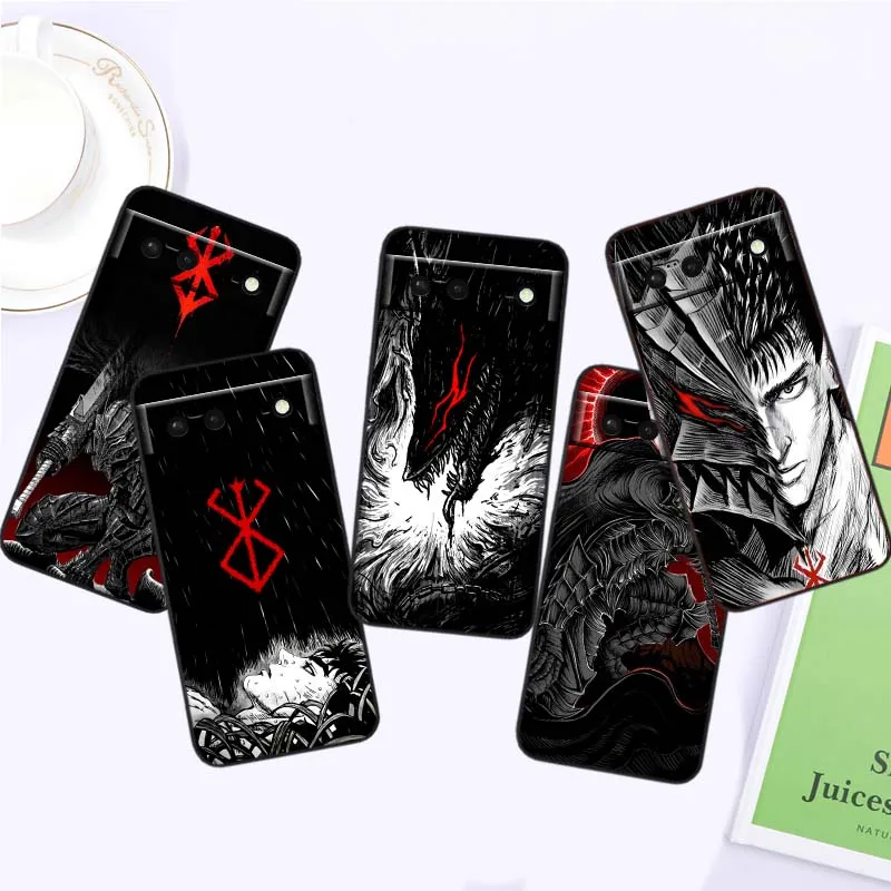 

Berserk Art Anime Phone Case For Google Pixel 9a 9 8A 8 7 7A 6 6A Pro XL 2024 5G Black Soft TPU Silicone Cover