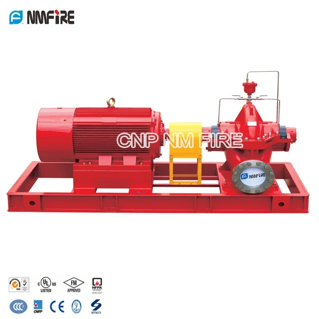 NFPA20 Fire Pump Set With Electric Motor Driven Single Stage Split Case Centrifugal Fire Pump 500gpm@135psi