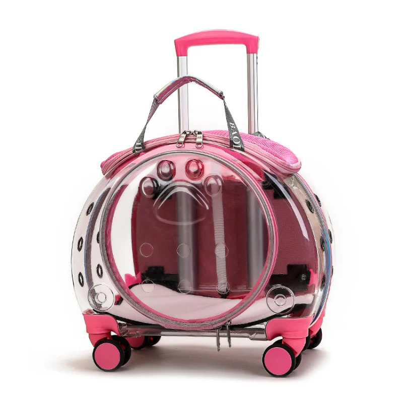 Haustier Kinderwagen Katze Hund Trolley Träger Outdoor Atmungs Transparente Rucksack Kätzchen Reise Tragen Warenkorb Welpen Tasche Kinderwagen