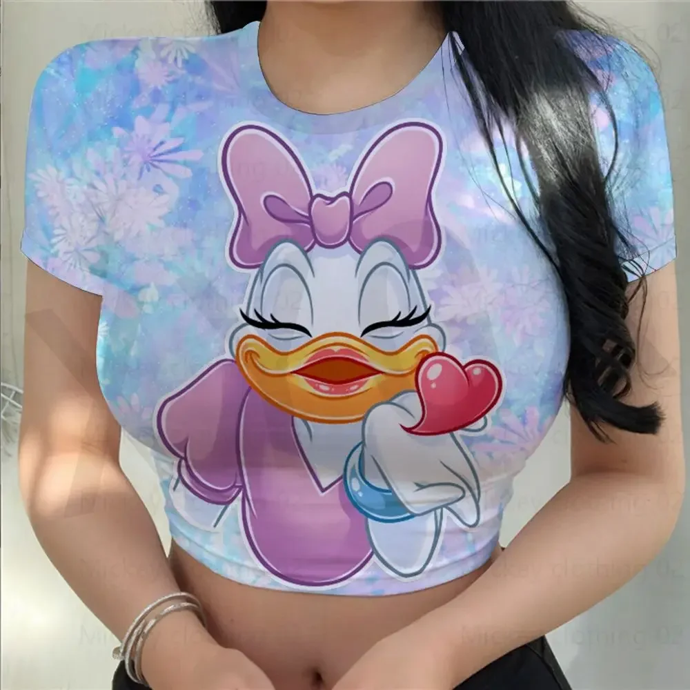 Women's T Shirt Disney Cartoon Brand T Shirt Donald Duck / Minnie Summer Casual Top Print Fashion Sexy Skinny Oversized T Shirt image 3