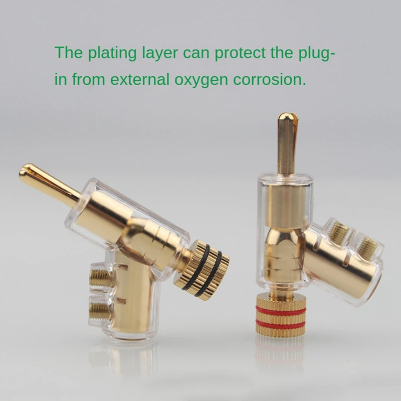 Self-Locking Banana Plug  Hi-End Copper Speaker Terminal Connector Audio Amplifier Y-Shaped Adapter 1Pair