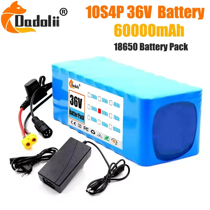 

36V battery 10S4P 100Ah battery pack 1000W high power battery 42V 100000mAh Ebike electric bicycle BMS+42v2A charger Dolidada N