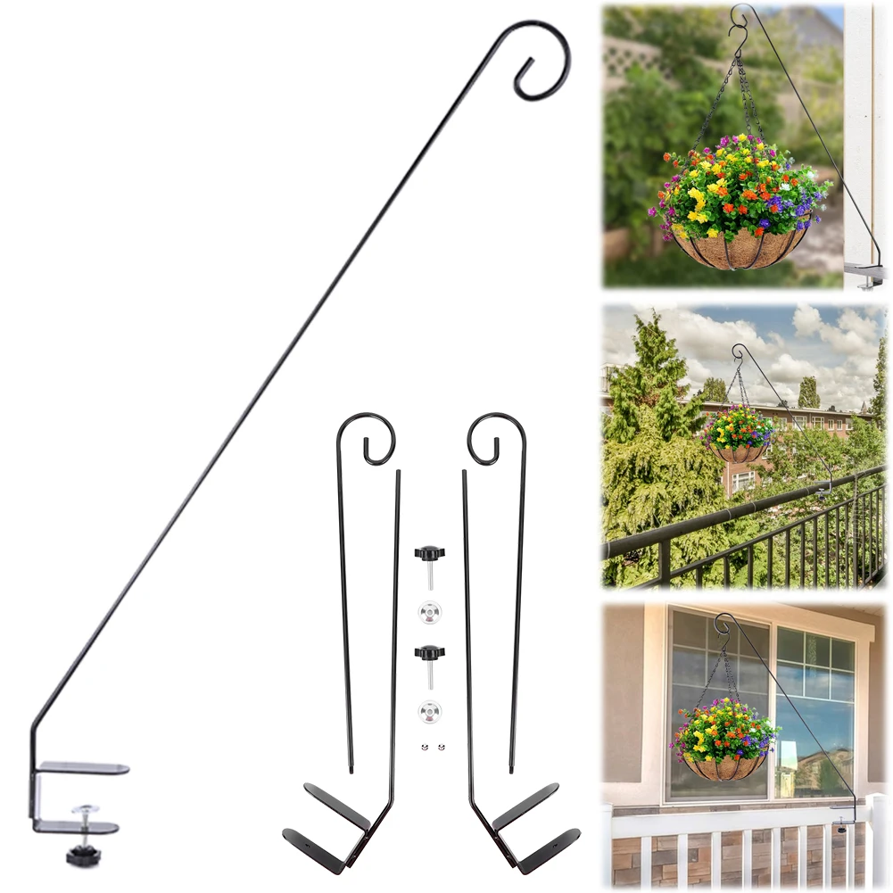 2 Pcs Heavy Duty Adjustable Bird Feeder Hook 360 Degree Rotary Clamp for Decks Fences Planters and Wind Chimes