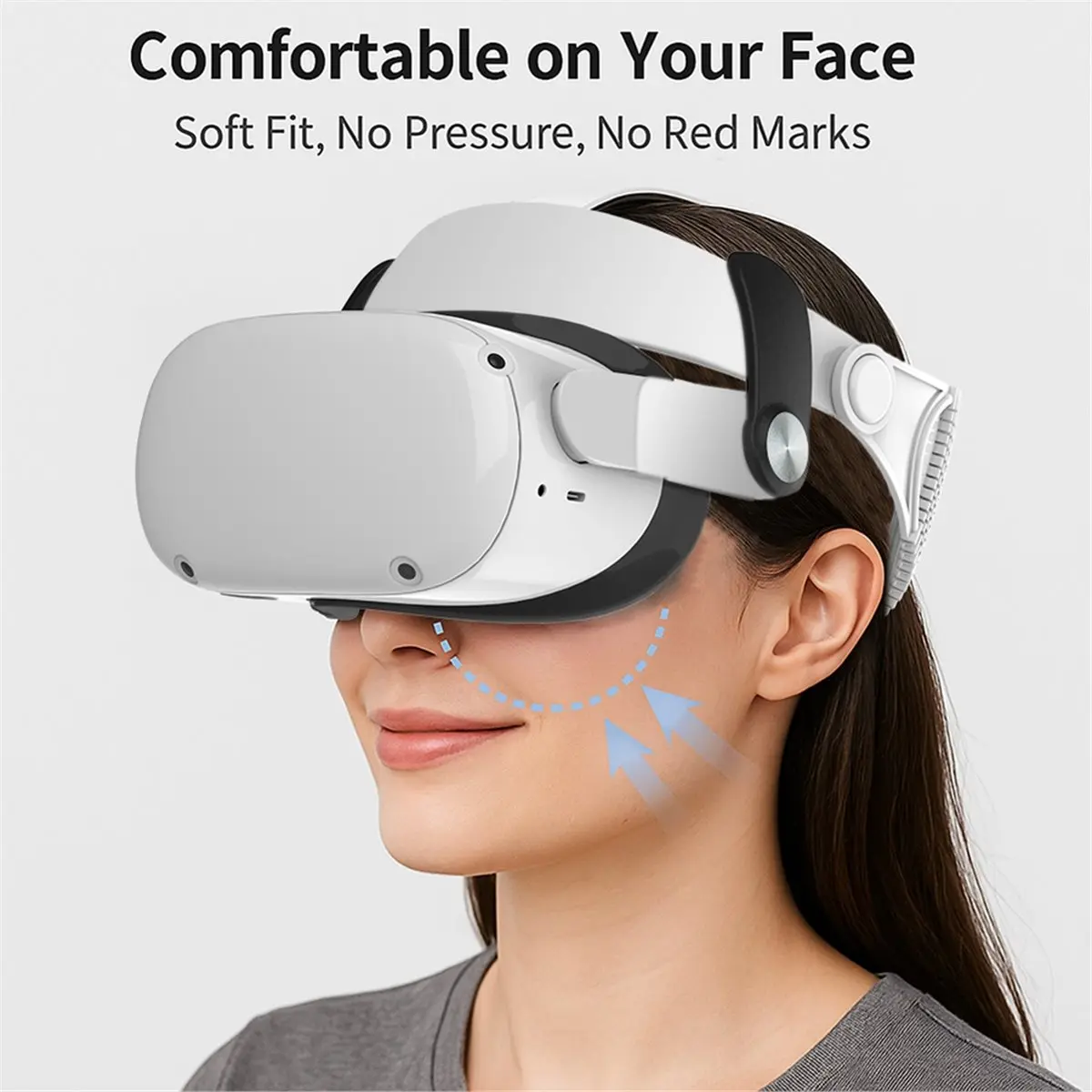 ABZJ Adjustable Head Strap for Meta Quest 2 VR Headset Improve Comfort Pressure Relief VR Accessories White - view 6