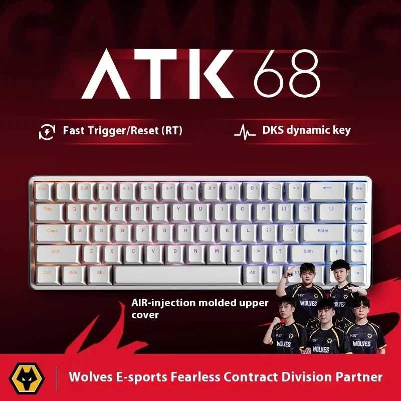 

ATK 68 magnetic keyboard Wired Customized Pbt Transparent Key Cap RT Mode 68-key Gaming Mechanical Keyboard,Red Magnetic Axis