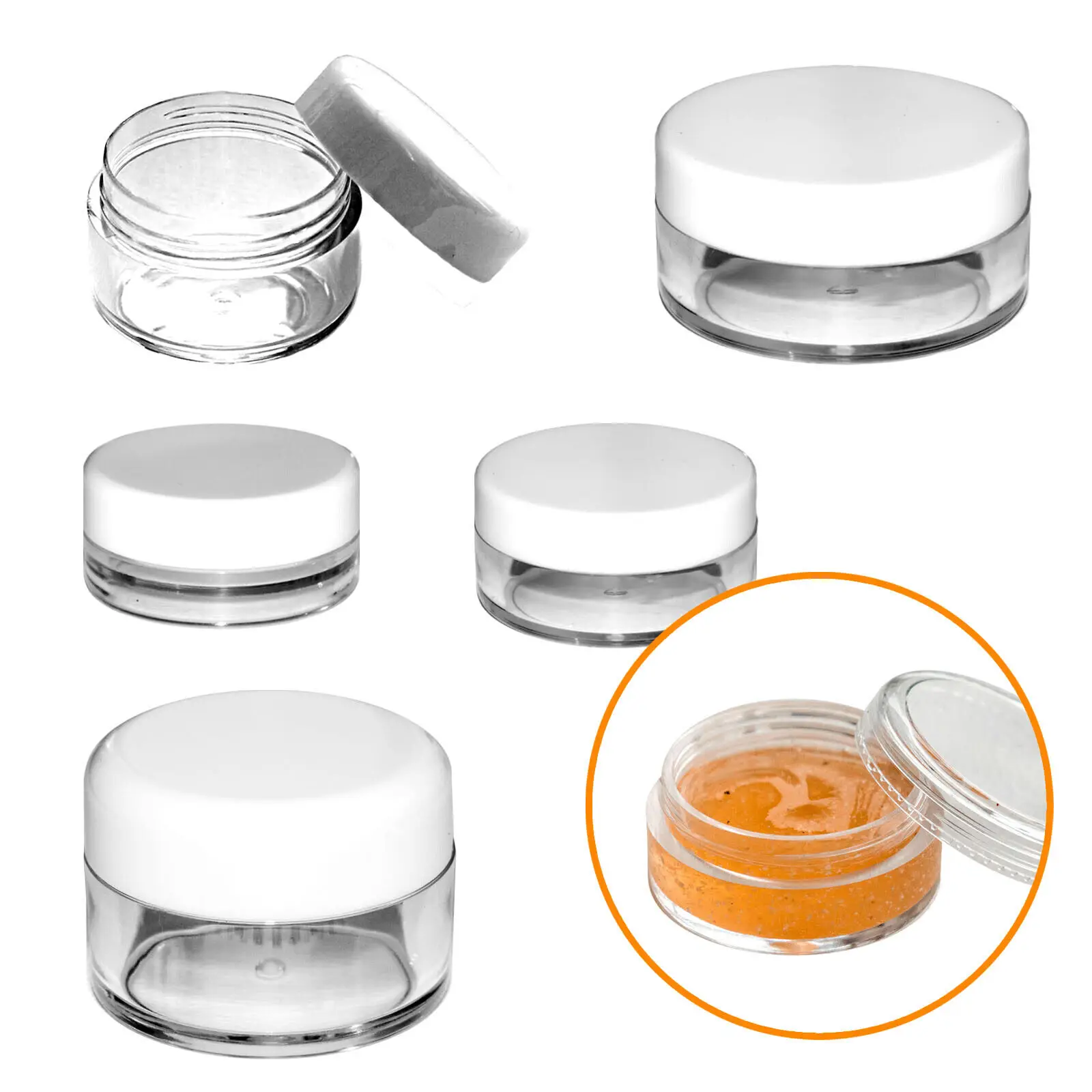 Récipient cosmétique en plastique africain rond, pot d'échantillon, pot de voyage, 3ml, 5ml, 15ml, 10ml, 200 pièces