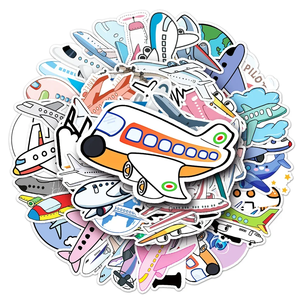 50PCS Cartoon Airplane Cute Kids Sticker for Toys Luggage Laptop IPad Gift Skateboard Cup Waterproof Sticker