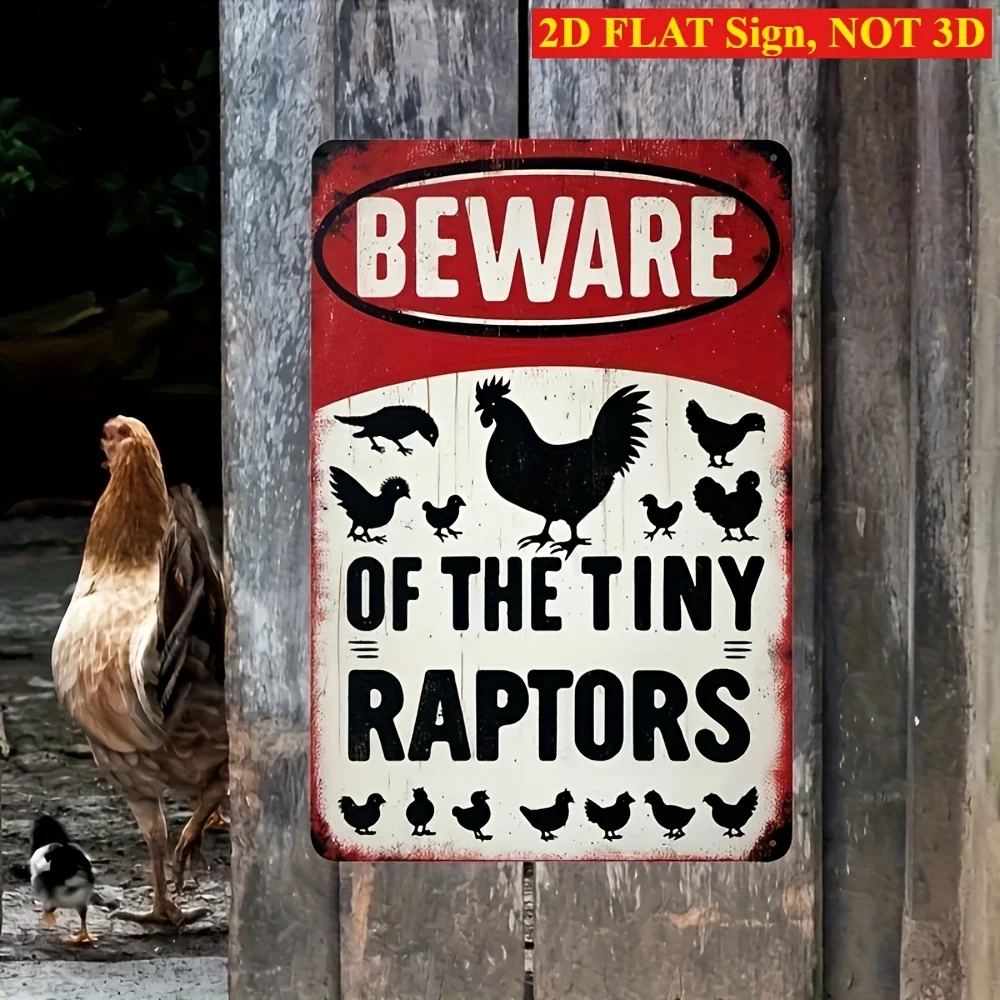 2D Flat, 1pc Humorous Farm Chicken Coop Metal  Sign - Retro 