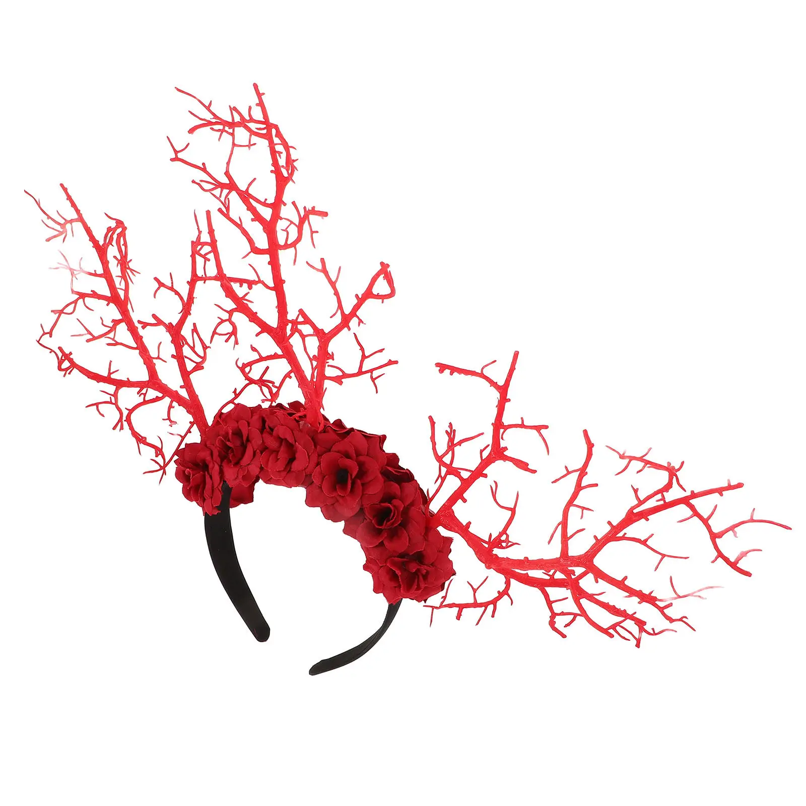 

Lightweight Tree Branch Headband with Simulated Flowers for Halloween Cosplay Party Masquerade Stage Performance Hair Accessory