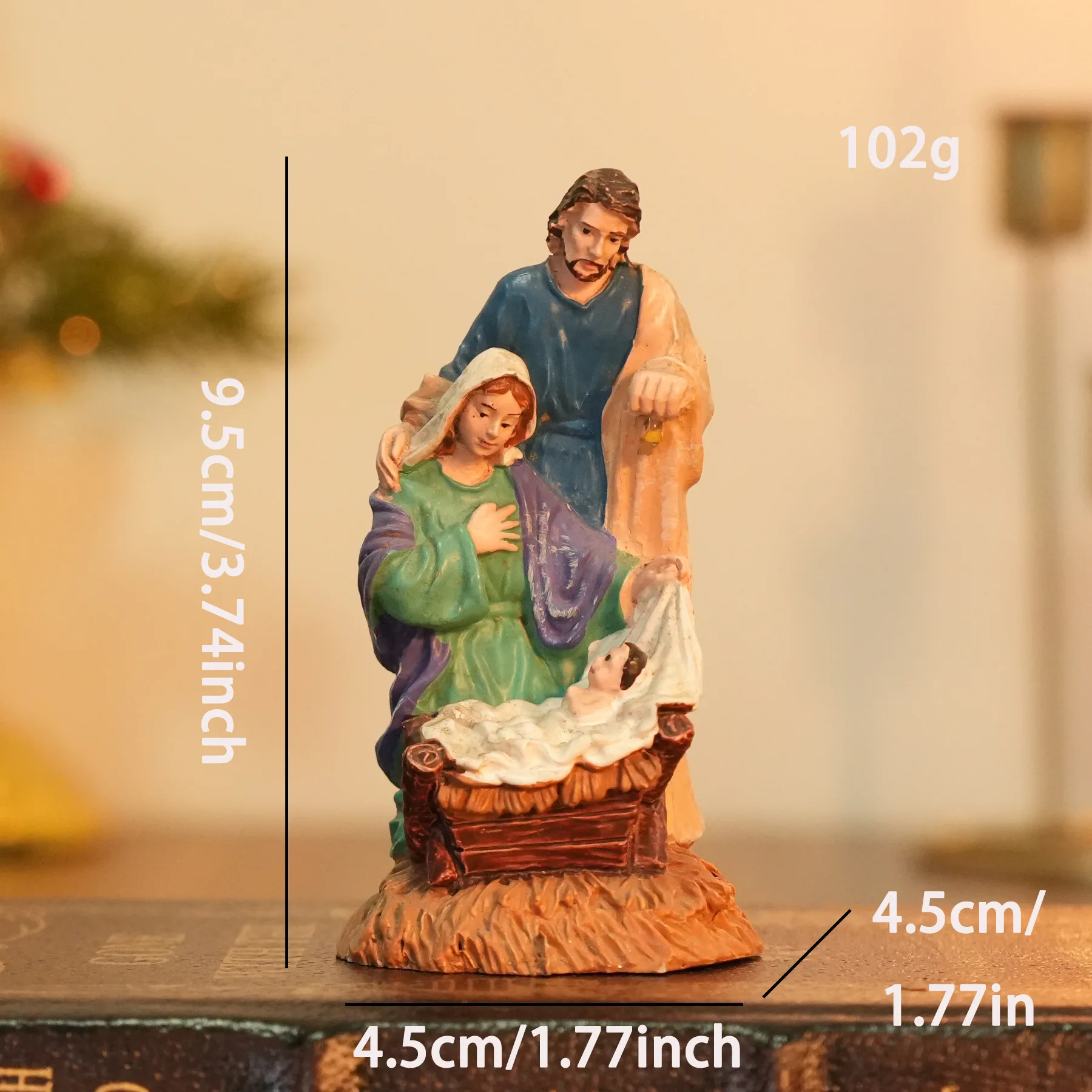 European Religious Nativity Set Resin Figurines, Three Wise Men & Virgin Mary Statue, Church Home Desktop Decor Ornament Gift view 3