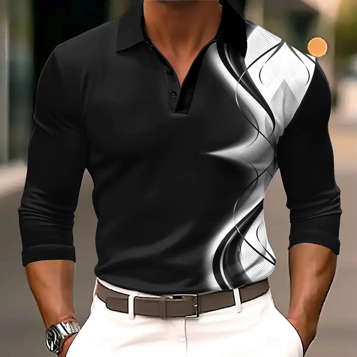 

Men's Golf Shirt Long Sleeve Polo Shirt Lapel Shirt Casual Business Daily Wear Sports Button 3D Printing Spring Autumn Winter