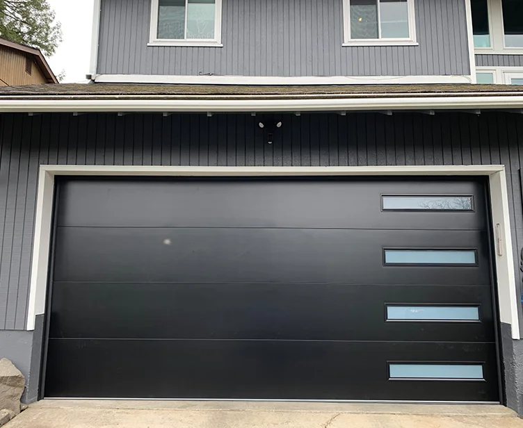 

Modern style automatic steel and wood combination elevated garage door windproof and anti-theft household finished surface