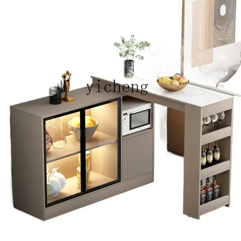 ZC Bar Counter Household Integrated Solid Wood Corner Wall Entrance Cabinet Living Room Retractable Partition Wine Cabinet