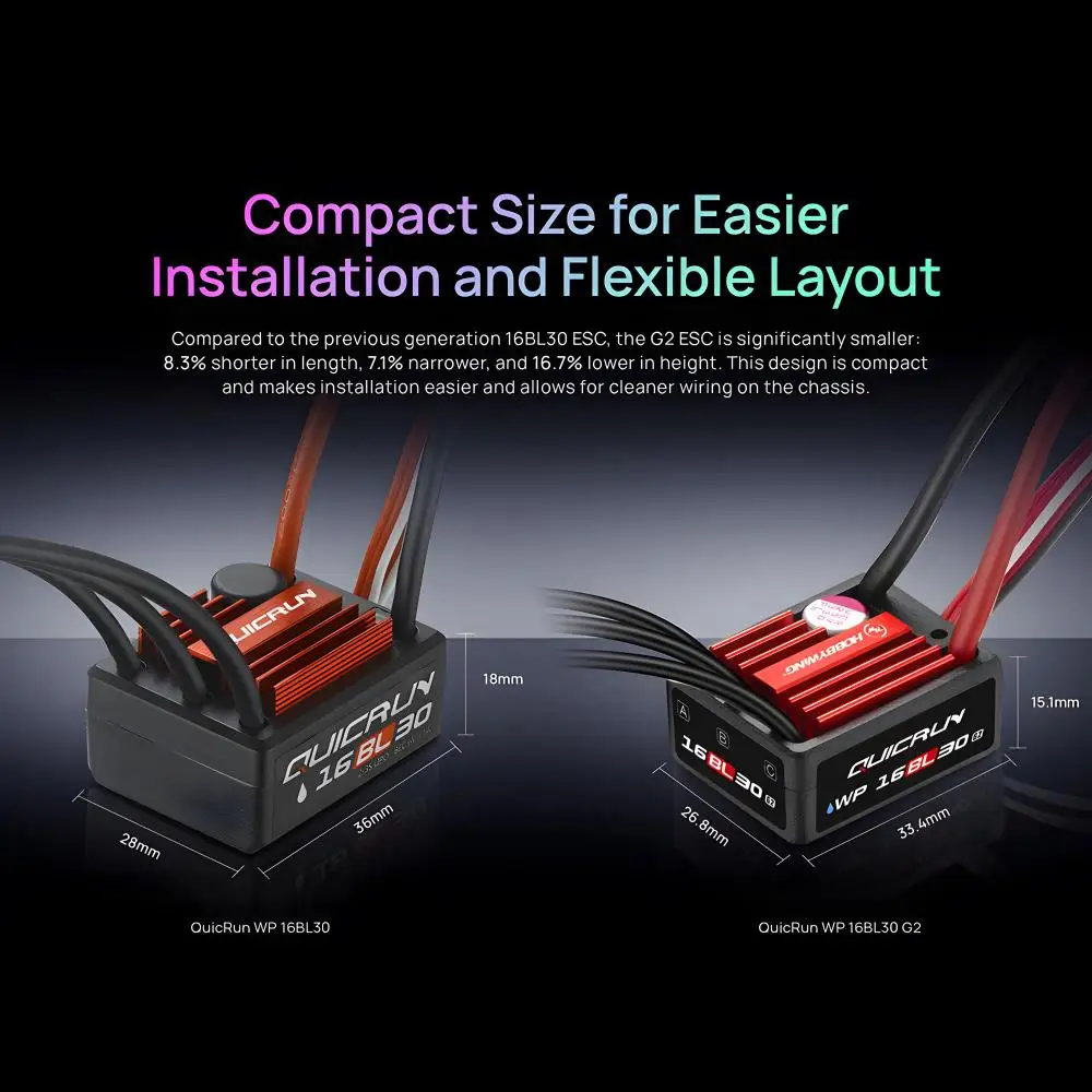 Hobbywing Baru Tanpa Sikat ESC QuicRun WP 16BL30 G2 IP67 ESC Tanpa Sensor untuk 1:16 1:18 On-Road Off-Road Kursus Singkat Truk Monster