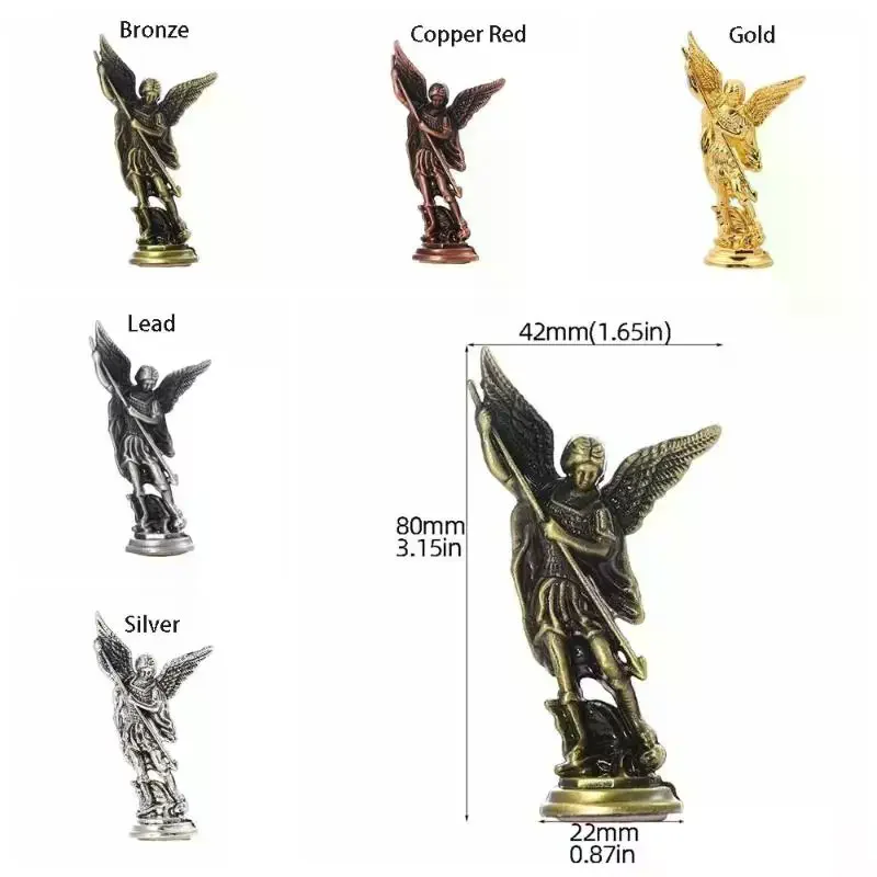 Saint Michael Figurine The Archangel Defeating Satan Guardian Statues Zinc Alloy Ctafts For Home Room Tabletop Decor