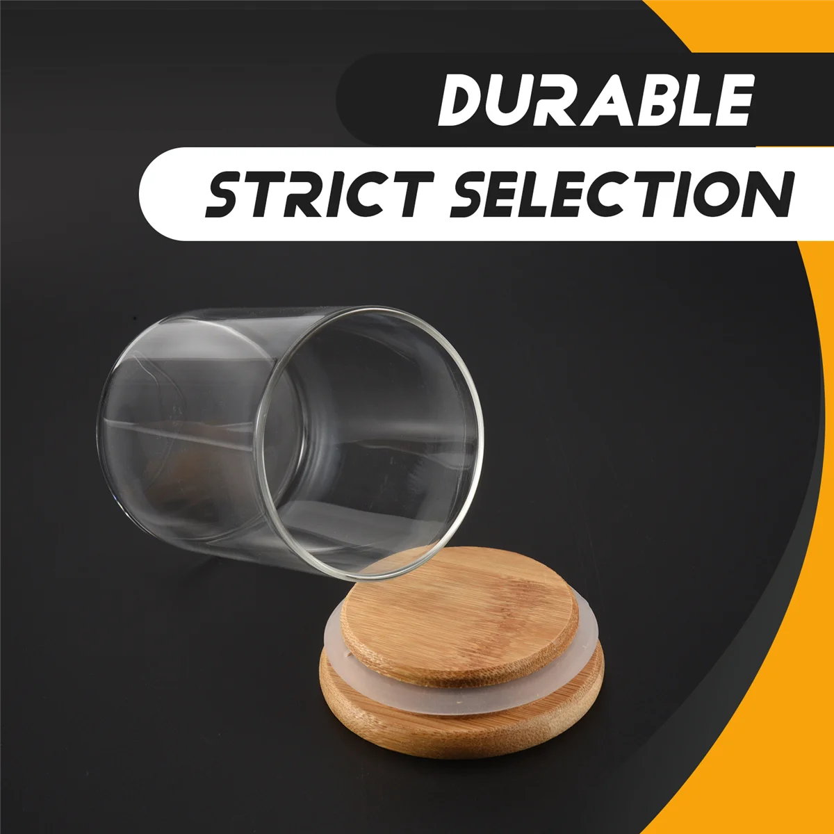 

Bamboo Wood Lid Glass Jar Airtight Canister Kitchen Storage Bottles_N38R