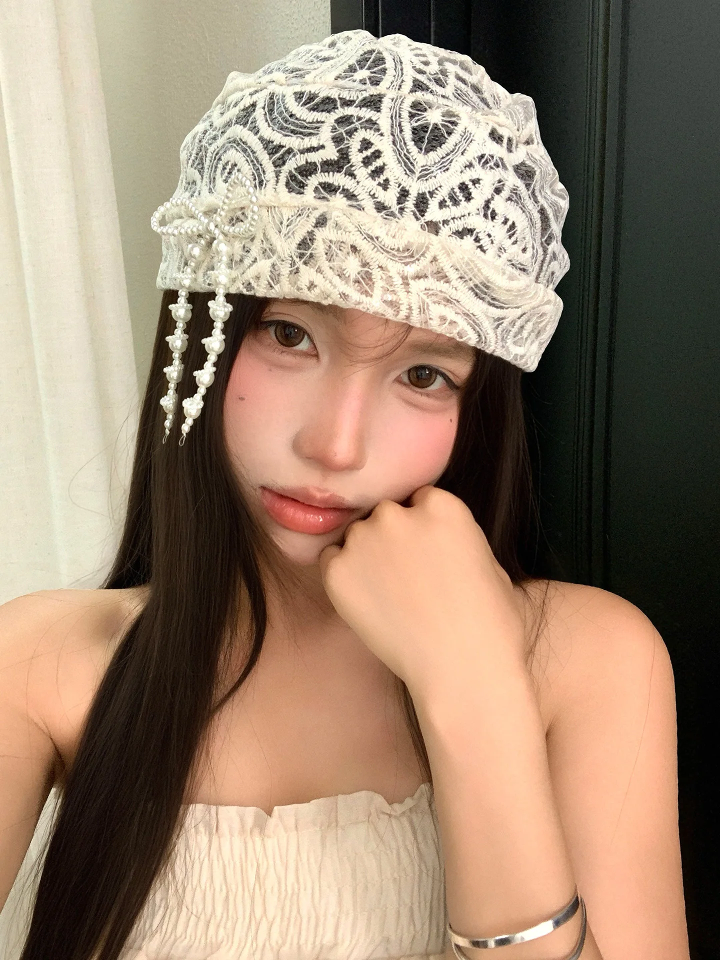 Korean Style Lace Hollow out T-Shirt Cap Women Spring Summer Thin Breathable Face Slimming All Matchable Overhead Hat
