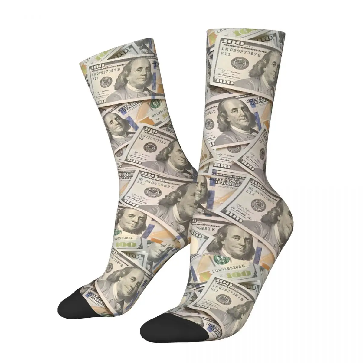 New Hundred Dollar Bills Money Socks Sports 3D Print Boy Mid-calf Sock