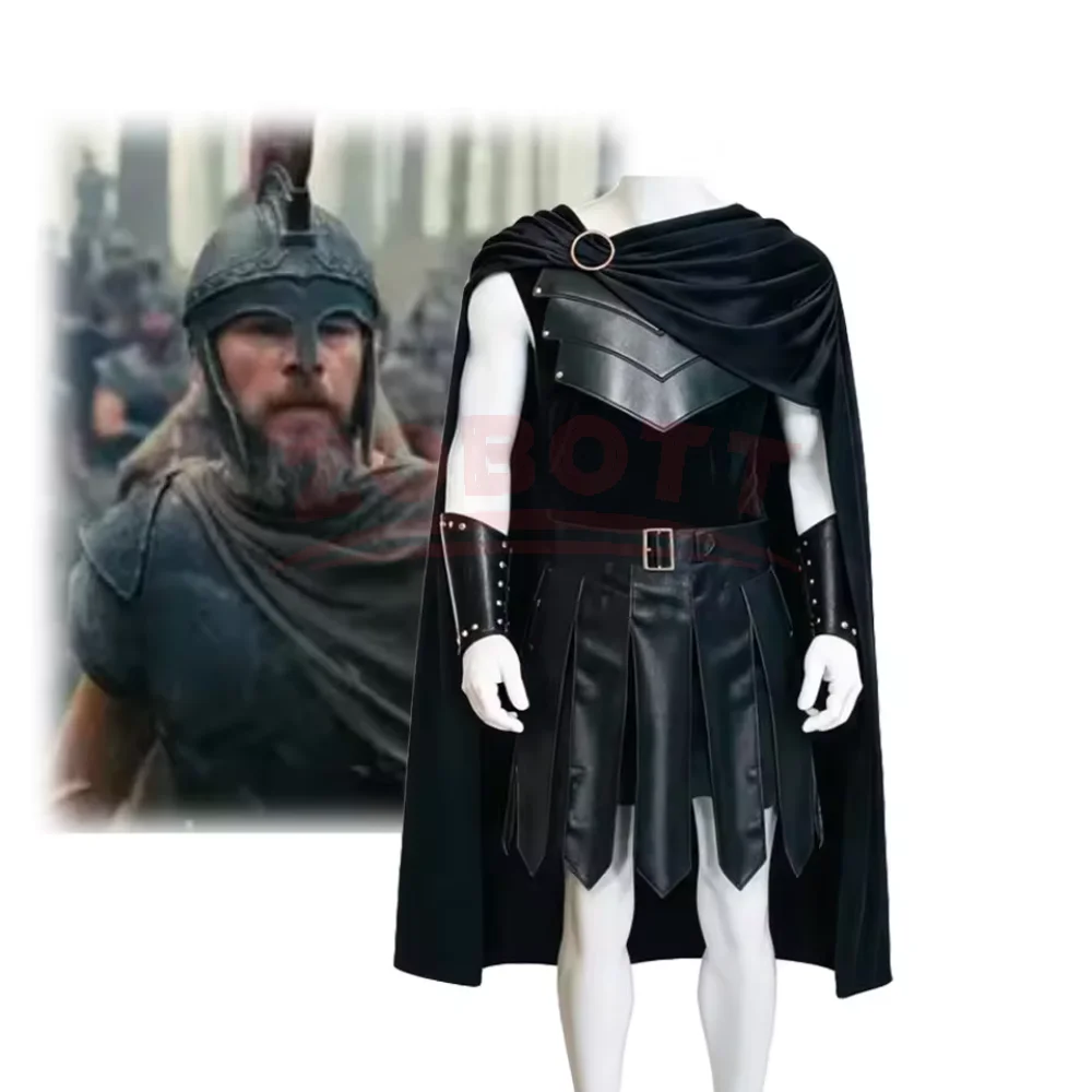 Costume de Cosplay Guerrier Antique pour Hommes, Armure et Jupe en Cuir PU de Gladiateur Gréco-Romain, Performance Scénique pour Halloween et Carnaval