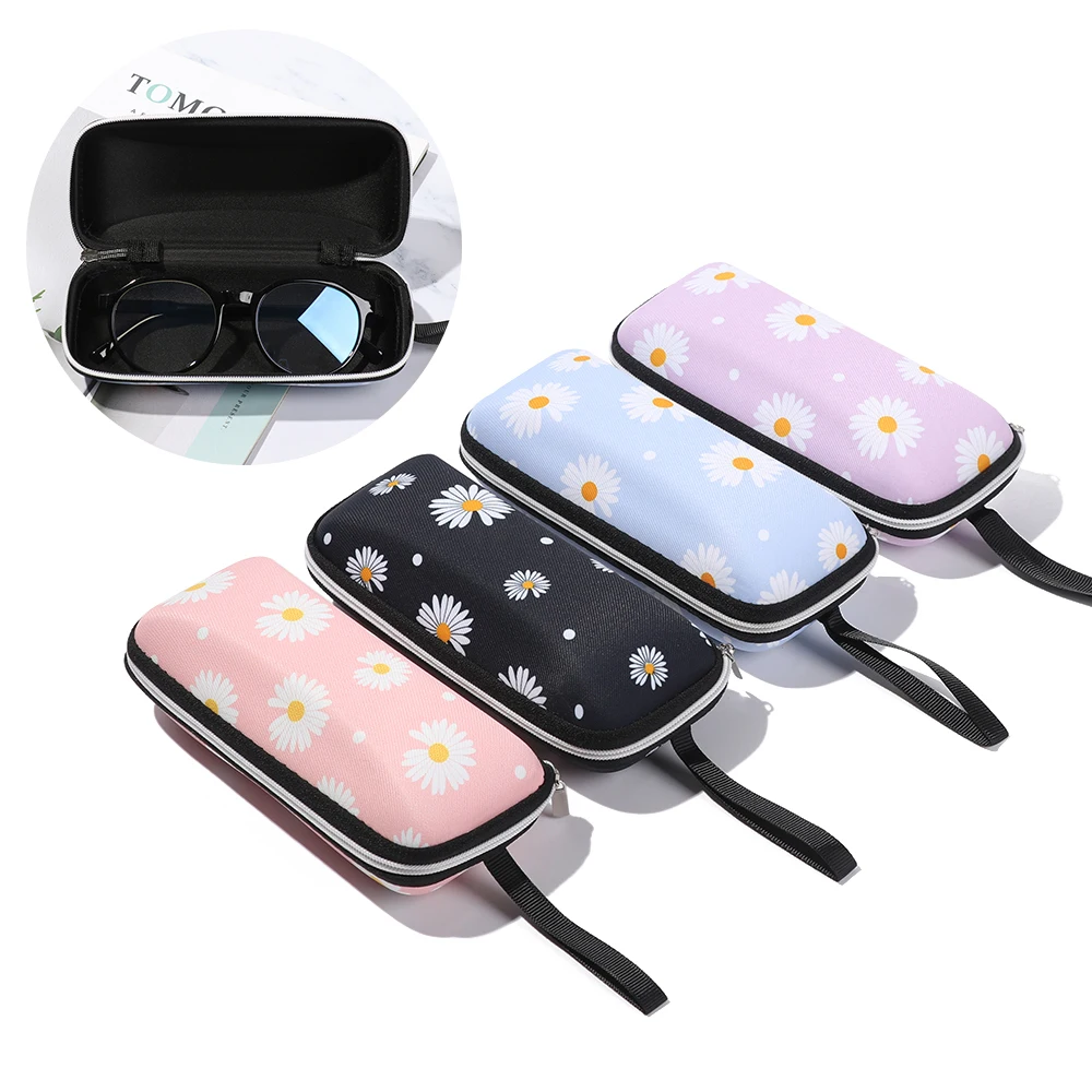 Daisy Sunglasses Box Glasses Pattern Eyewear Box Zipper Closure Simple Style Women Men Portable EVA Glasses Protective Box