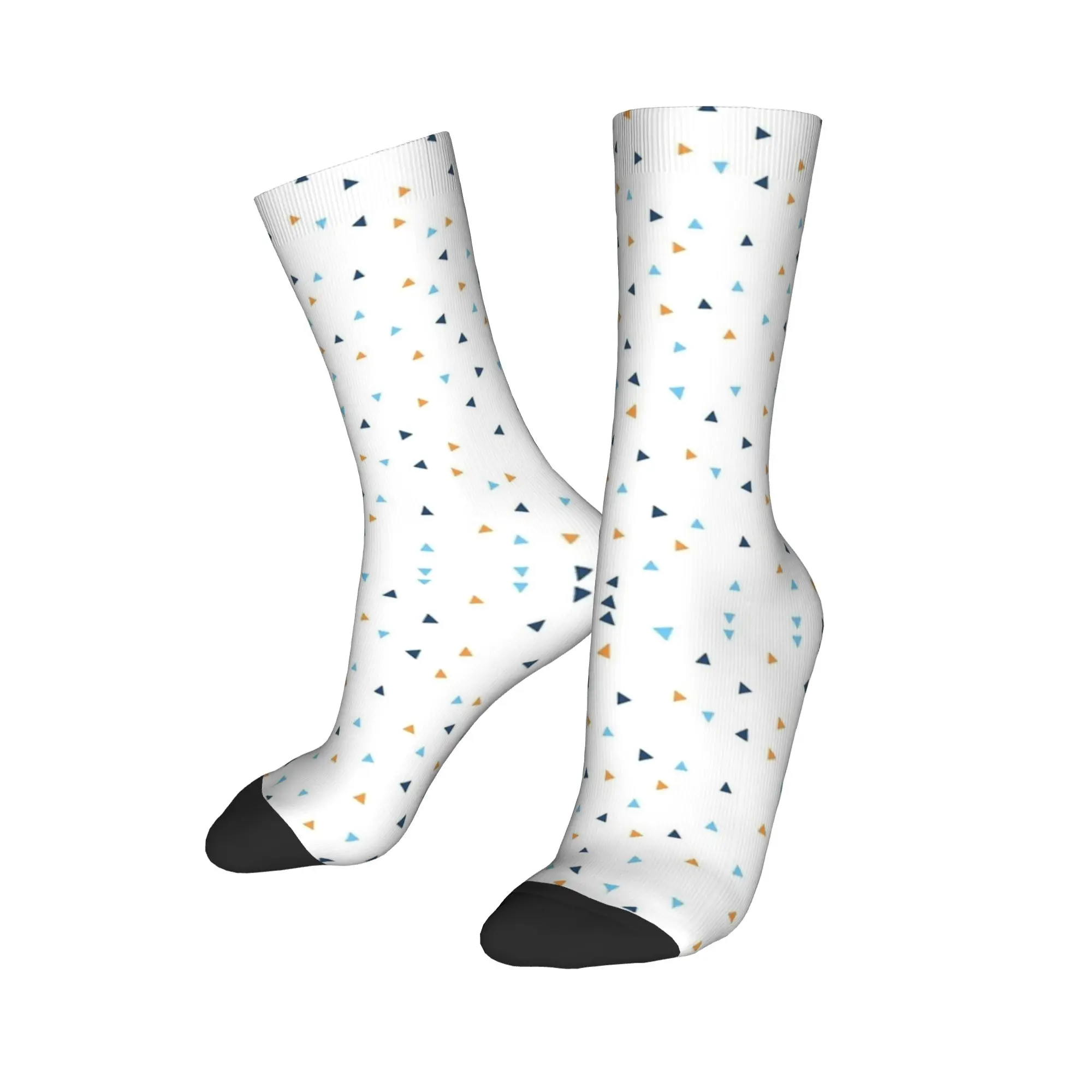 Colorful Geometric Triangle Abstract Orange Shapes Minimalist Modern Dress Socks Non Slip Stockings Men's Sports Winter Socks