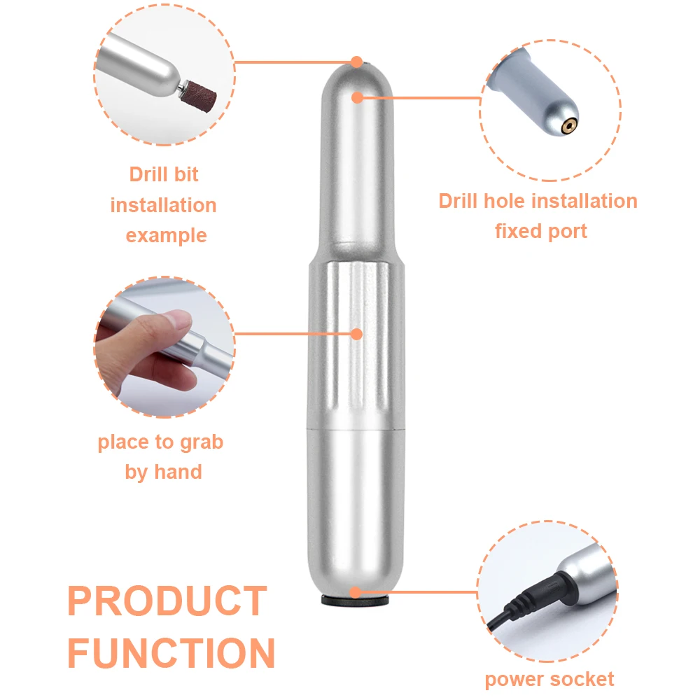 6 in 1 trapano elettrico per smalto per unghie con USB portatile Mini strumenti elettrici per penna per Manicure per la rimozione del Gel