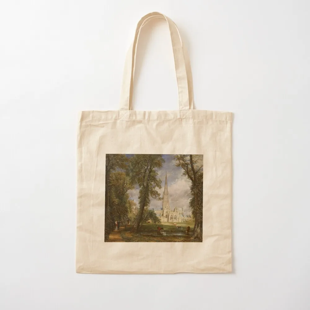 john constable - Salisbury Cathedral from the Bishop's Garden Tote Bag eco bag folding shopping bag logo Canvas Tote