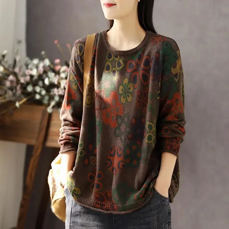

Geometry Knitted Sweater Tops Spring Autumn Fashion Women Clothing Long Sleeve Pullover Pull Femme Cotton Sweaters