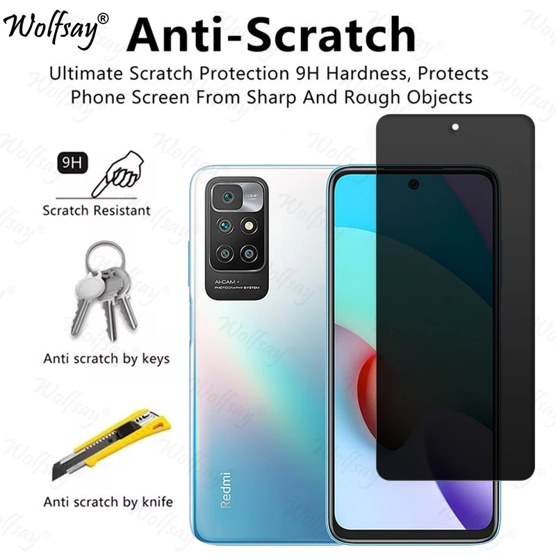 Anti-Spy Tempered Glass For Xiaomi Redmi 10 2022 Privacy Screen Protector Redmi 10 2022 Full Glue Glass For Redmi 10 2022 Glass