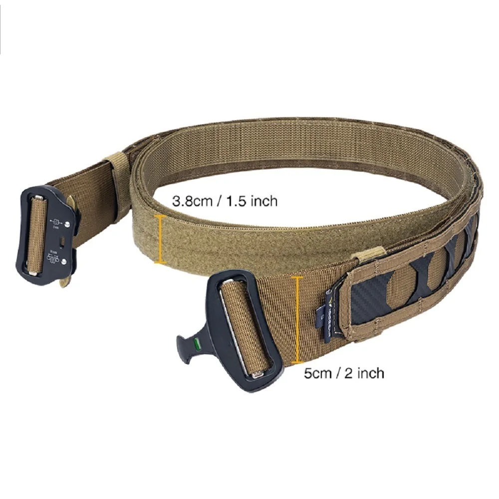 Tactical Heavy Duty Metal Buckle Belt 2 Inch, Quick Release Molle Rigger with Outer&Inner Belt for Emergency Climbing And Rappel