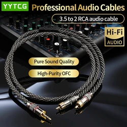 YYTCG HiFi 3.5mm to 2rca AudioCable 6N OFC AUX 3.5 Stereo jack RCA YSplitter cable for MP3 MP4 PC PhoneAmplifiers Mixer