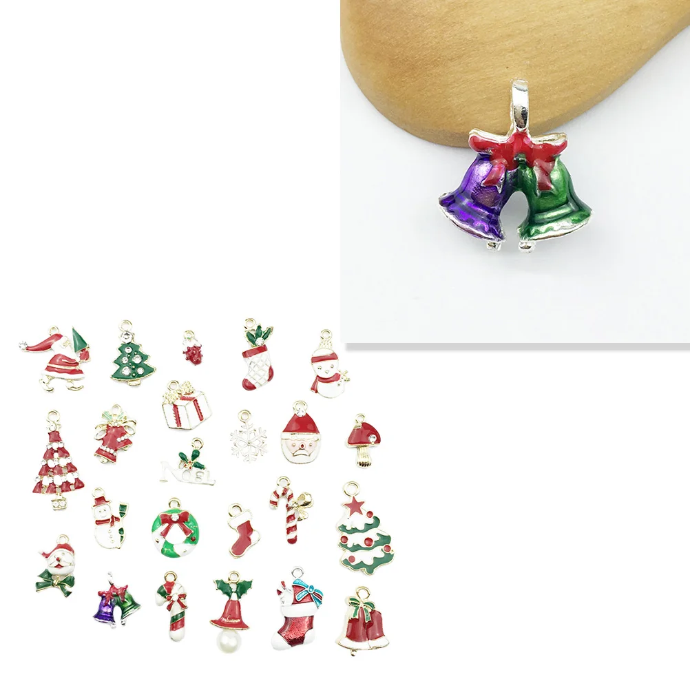 

23pcs Christmas Pendant Decorative Ornaments For Jewelry Making Diy Necklace Charms Xmas Gifts Kids Craft Party Favors Holiday