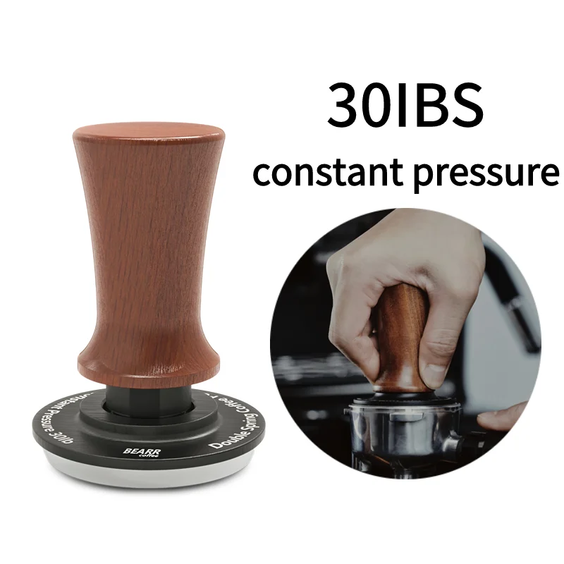 BEARR 30IBS Coffee Tamper Chabili Solid Wood Constant Pressure Calibrated Spring 51/53/53.7/58.35MM Loaded Home Barista Tools