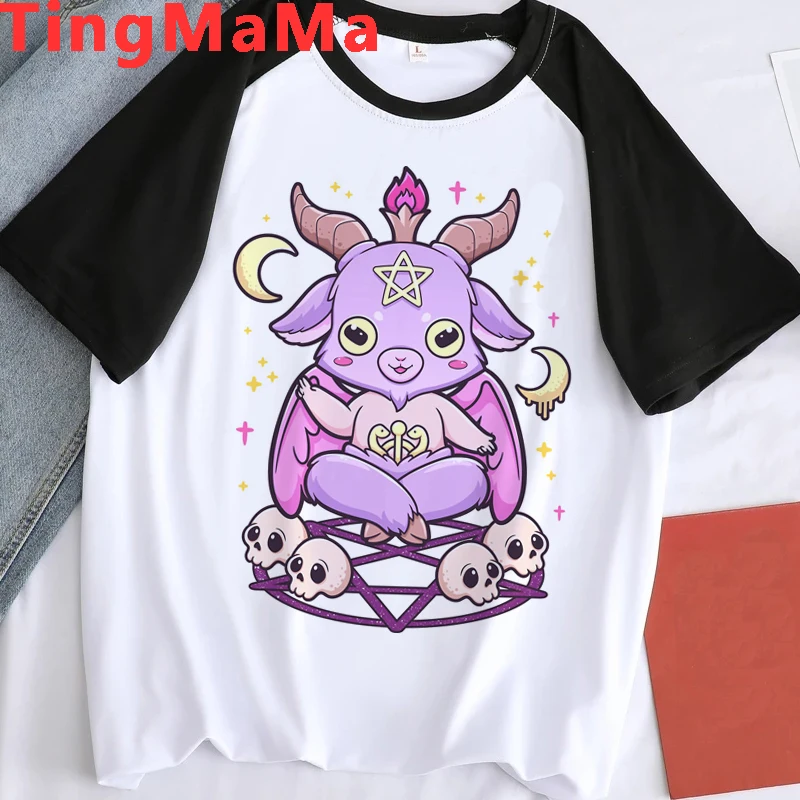 Harajuku Y2k Pastel Goth T Shirt Men Women Kawaii Cartoon Gothic Clothes Shirt Unisex Graphic Tees Female Hip Hop T-shirt Male