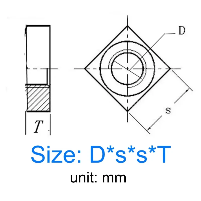 M8 Zinc Plated Carbon Steel Thin Square Nuts Slider Block For Aluminum Profile Accessory Din563