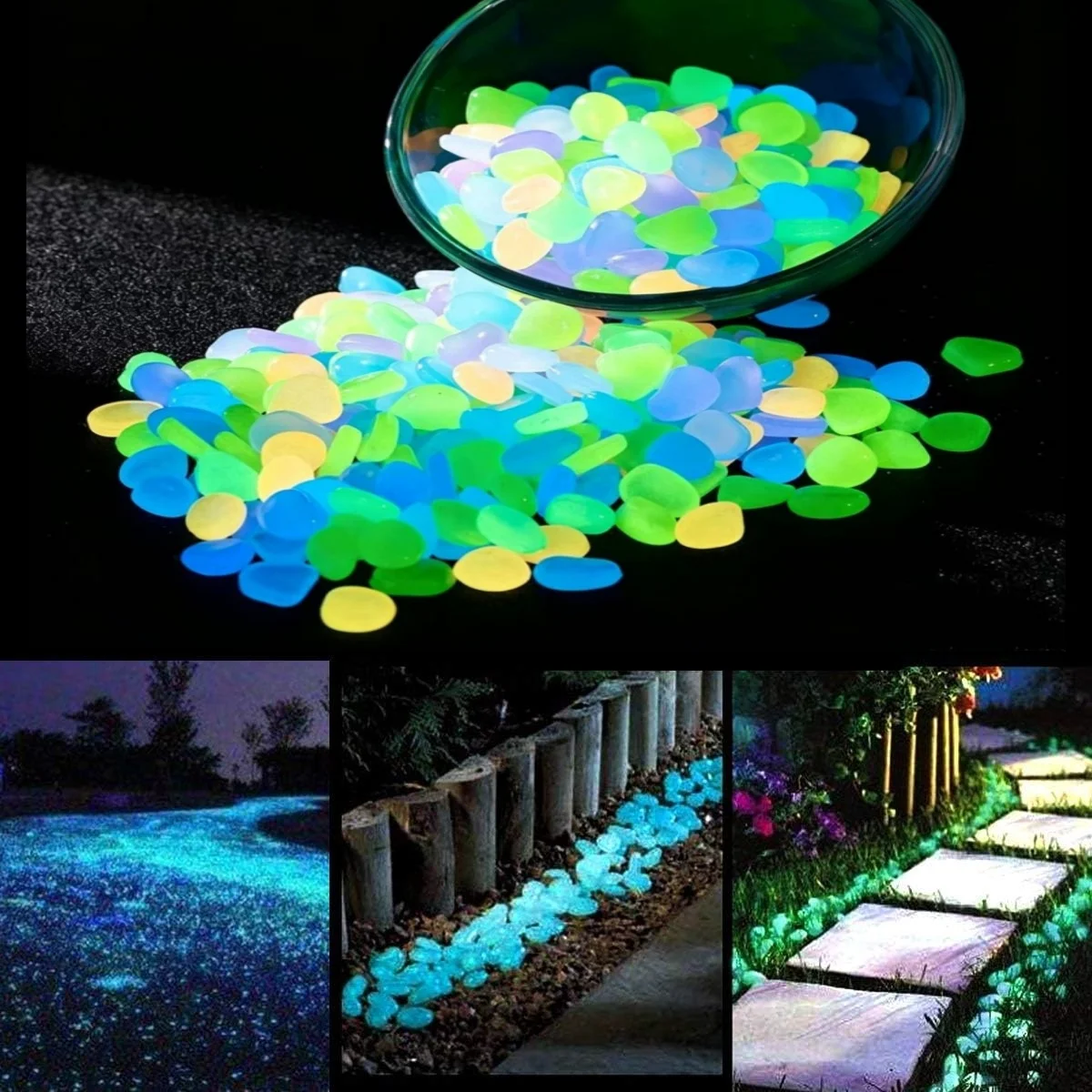 200/100pcs Glow In The Dark Pebbles, Resin Luminous Stones For Landscape, Garden Paths, Potted Plants, Parks, Aquarium Decor,