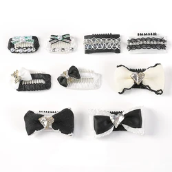 Fashion Simple Black and White Series Pet Accessories Hairpins Contrasting Color Splicing Cute Bow Long Hair Dog Accessories