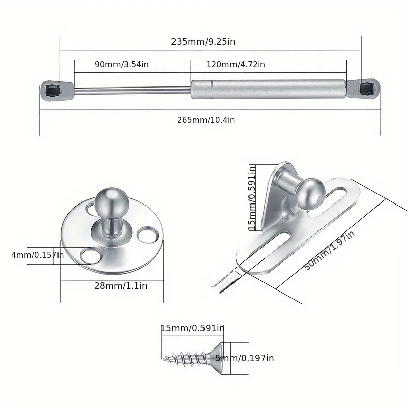 2pcs Gas Spring Shocks Struts Lift Support for Hydraulics Piston Lid Stay Window Cabinet for Cabinet Door Hinge Furniture