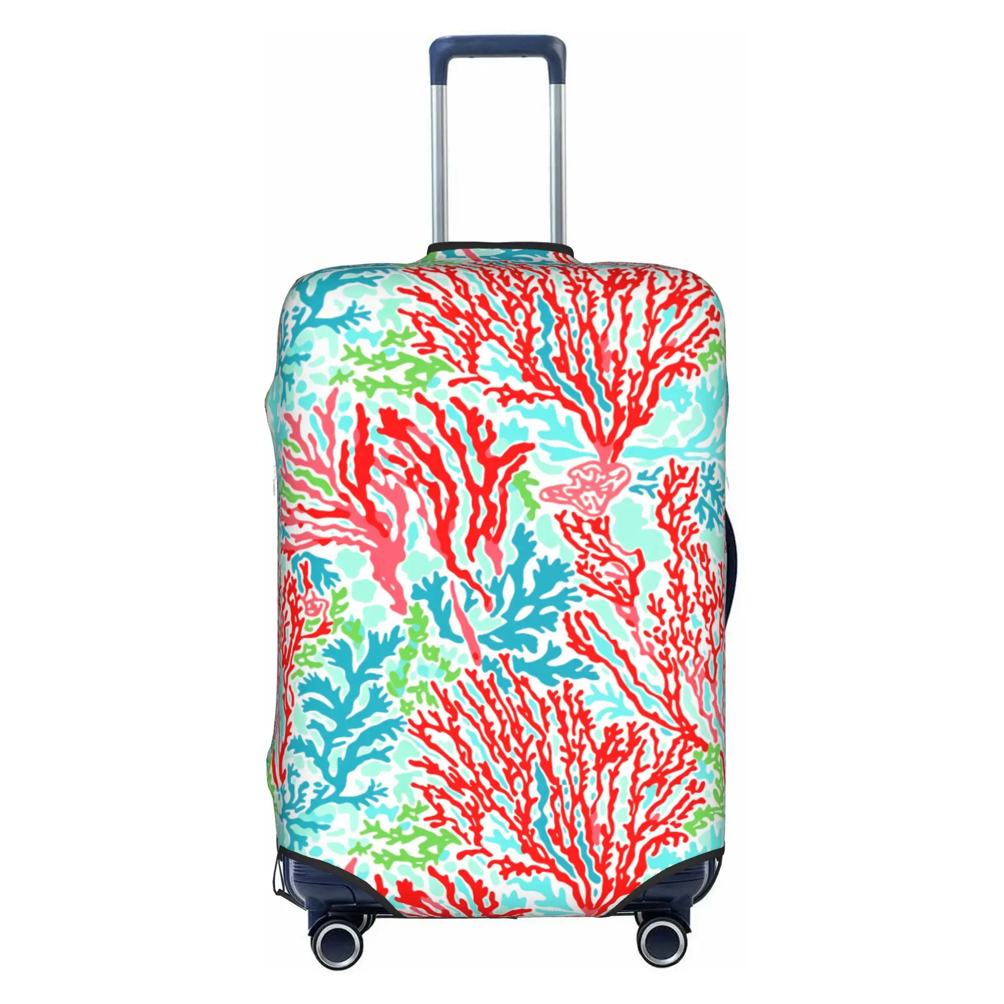 Coral Reef Tropical Ocean Hawaiian Style Luggage Cover Elastic Red Blue Green Travel Suitcase Protective Covers Fits 18-32 Inch